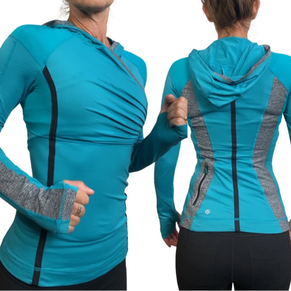 Lululemon Athletica Teal Long Sleeve Performance Pullover Jacket w/ Hood